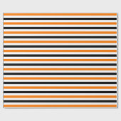 Halloween Schwarz-weiß Orange Stripes Mustergesche Geschenkpapier (Flach)