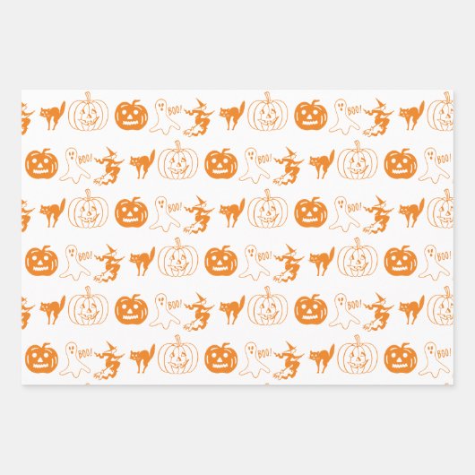 Halloween-Schwarz-weiß-Orangensprichmuster Geschenkpapier Set (Vorderseite 2)
