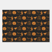 Halloween-Schwarz-weiß-Orangensprichmuster Geschenkpapier Set (Vorderseite)