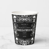 Halloween Schwarz-weiß Skull Damask Gothic Custom Pappbecher (Rückseite)
