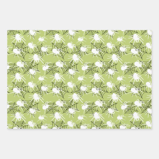 Halloween Schwarz-weiß Spider & Spider Webmuster Geschenkpapier Set (Vorderseite 3)