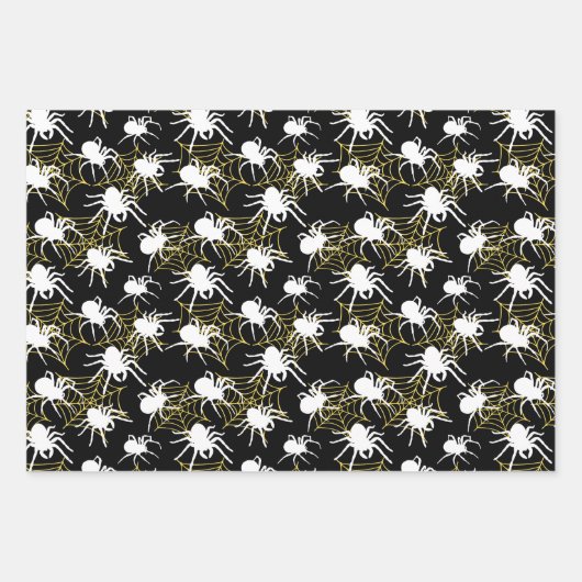 Halloween Schwarz-weiß Spider & Spider Webmuster Geschenkpapier Set (Vorderseite 2)