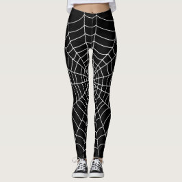Halloween Schwarz-Weiß-Spinnennetze Leggings