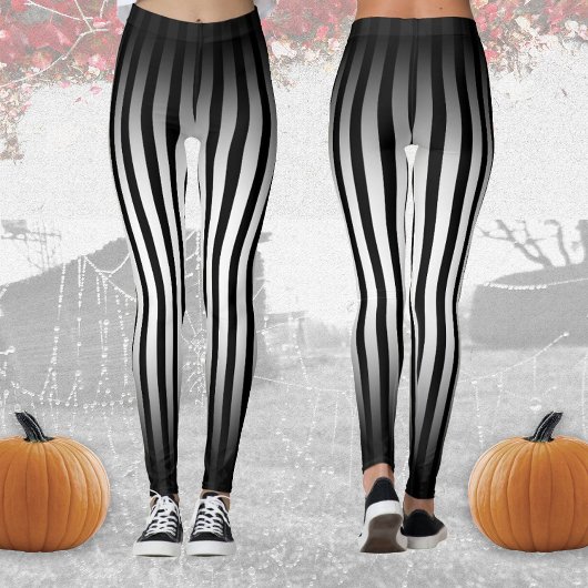 Halloween Schwarz-Weiß Streifen ombre Leggings