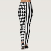 Halloween Schwarz-weiß Stripes Harlequin Pattern Leggings (Rückseite)