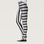Halloween Schwarz-weiß Stripes Harlequin Pattern Leggings (Links)