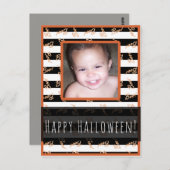 Halloween Schwarz-weiß Stripes Modern Boo Foto Postkarte (Vorne/Hinten)