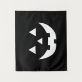 Halloween Schwarz-weiße Kürbislaterne beängstigend Wandteppich (Vorderseite)
