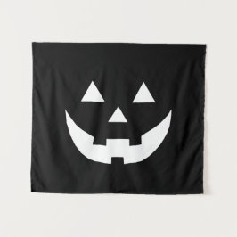 Halloween Schwarz-weiße Kürbislaterne beängstigend Wandteppich