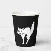 Halloween Schwarz-weiße Schwarzkatze Pappbecher (Rückseite)