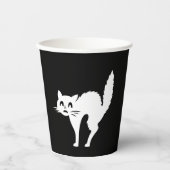 Halloween Schwarz-weiße Schwarzkatze Pappbecher (Vorderseite)