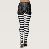 Halloween Schwarz-weiße Spinnennetzmuster Leggings (Rückseite)