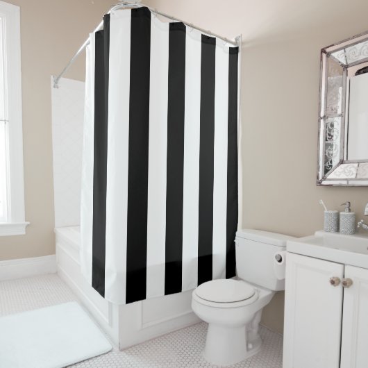halloween Schwarz-weiße vertikale Streifen Duschvorhang (Beispiel)