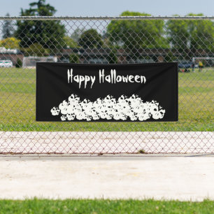Halloween Schwarz-weißer Schädelhaufen Banner