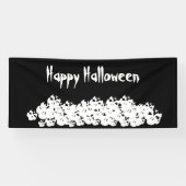 Halloween Schwarz-weißer Schädelhaufen Banner (Horizontal)