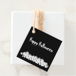 Halloween Schwarz-weißer Schädelhaufen Geschenkanhänger