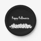 Halloween Schwarz-weißer Schädelhaufen Pappteller (Vorderseite)