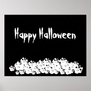 Halloween Schwarz-weißer Schädelhaufen Poster