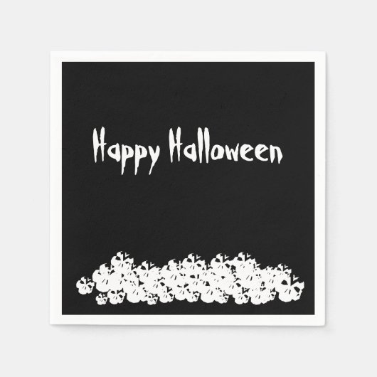 Halloween-Schwarz-weißer Schädelhaufen Serviette (Vorderseite)