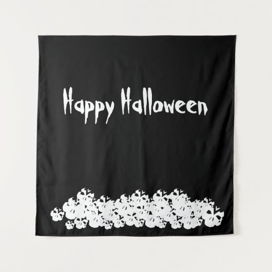Halloween Schwarz-weißer Schädelhaufen Wandteppich (Vorderseite)