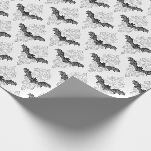 Halloween-Schwarz-weißes Fledermausmuster Geschenkpapier (Ecke)