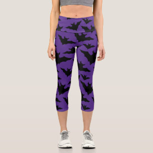 Halloween-Schwarzbats lila cooles, sprichwörtliche Capri Leggings