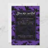 Halloween-Schwarzbats lila cooles, sprichwörtliche Einladung (Vorderseite)