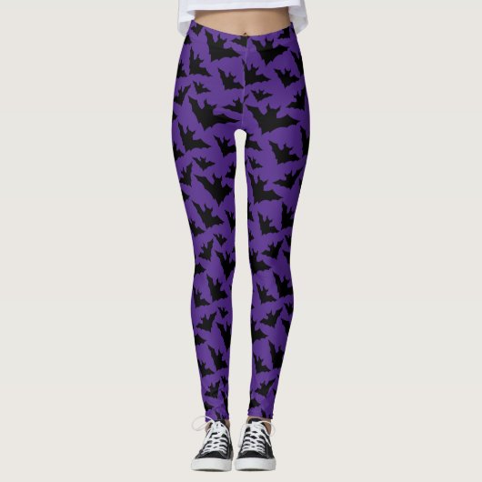 Halloween-Schwarzbats lila cooles, sprichwörtliche Leggings (Vorderseite)