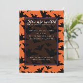 Halloween Schwarze Fledermäuse coole Löffelmuster Einladung (Stehend Vorderseite)