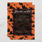 Halloween Schwarze Fledermäuse coole Löffelmuster Einladung (Vorne/Hinten)