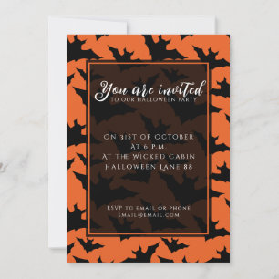 Halloween Schwarze Fledermäuse coole Löffelmuster Einladung