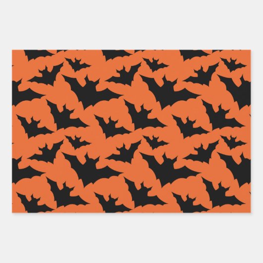 Halloween Schwarze Fledermäuse coole Löffelmuster Geschenkpapier Set (Vorderseite)