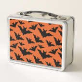 Halloween Schwarze Fledermäuse coole Löffelmuster Metall Brotdose (Rückseite)