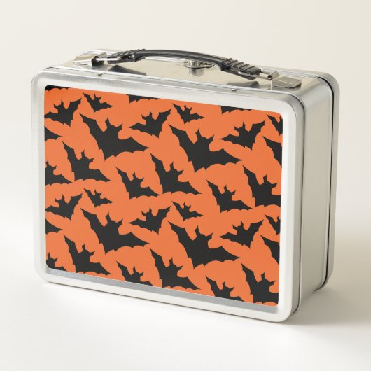 Halloween Schwarze Fledermäuse coole Löffelmuster Metall Brotdose (Rückseite)