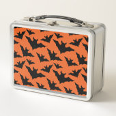 Halloween Schwarze Fledermäuse coole Löffelmuster Metall Brotdose (Vorderseite)