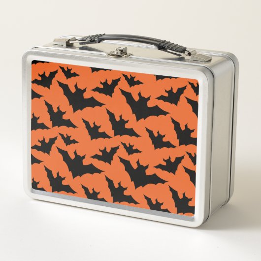 Halloween Schwarze Fledermäuse coole Löffelmuster Metall Brotdose (Vorderseite)