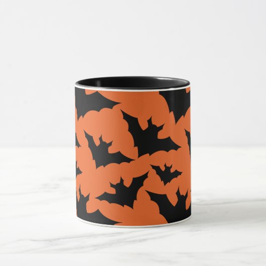 Halloween Schwarze Fledermäuse coole Löffelmuster Tasse (Zentrum)
