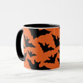Halloween Schwarze Fledermäuse coole Löffelmuster Tasse (Vorderseite Links)