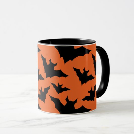 Halloween Schwarze Fledermäuse coole Löffelmuster Tasse (VorderseiteRechts)