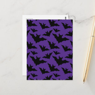 Halloween schwarze Fledermäuse lila cooles gruseli Postkarte