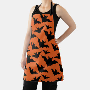 Halloween schwarze Fledermäuse orange cool grusel Schürze