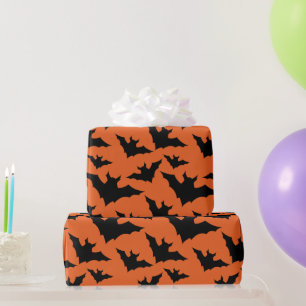 Halloween schwarze Fledermäuse orange cooler gruse Geschenkpapier