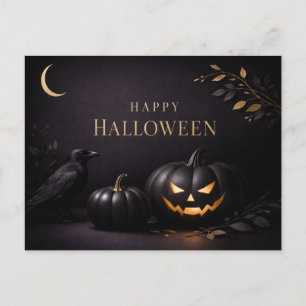 Halloween-Schwarze-Gold-Kürbisse Feiertagspostkarte