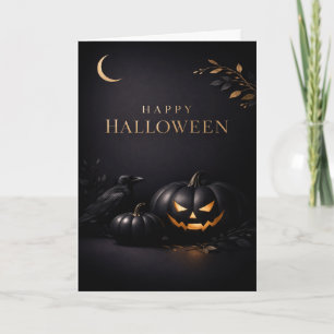Halloween-Schwarze-Gold-Kürbisse Karte