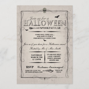 Halloween-Schwarze-Gotische-Skelett-Totenkopf-Part Einladung
