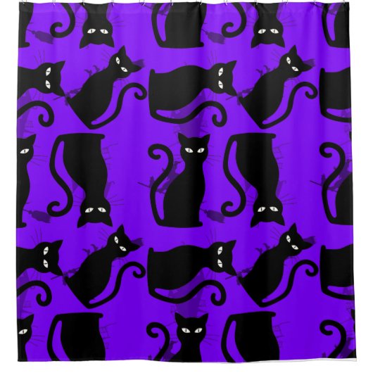 halloween schwarze Hexe lila Duschvorhang (Vorderseite)