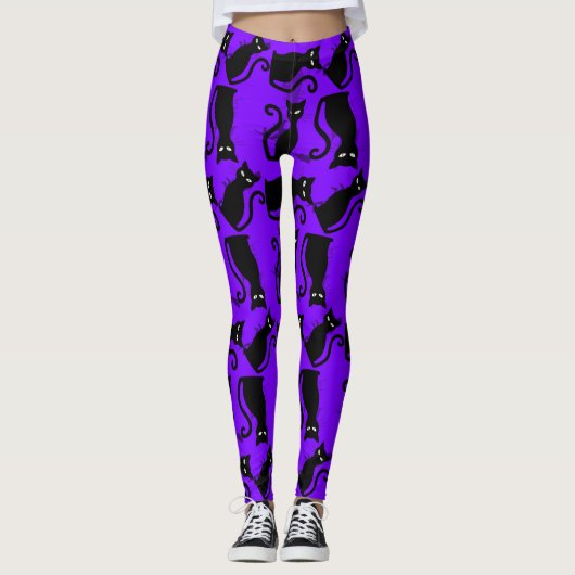 halloween schwarze Hexe lila Leggings (Vorderseite)