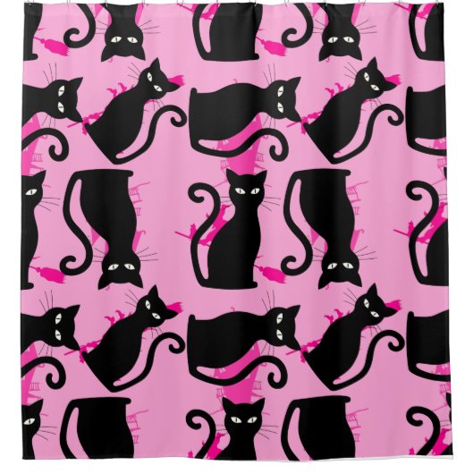 halloween schwarze Hexe pink Duschvorhang (Vorderseite)