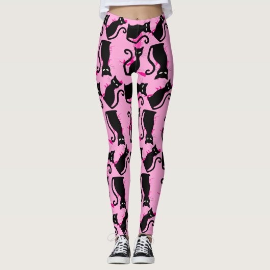halloween schwarze Hexe pink Leggings (Vorderseite)