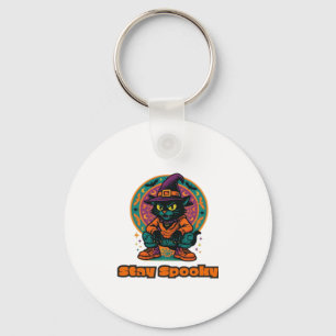 Halloween-Schwarze Katze � Bleib Spooky Retro Hexe Schlüsselanhänger